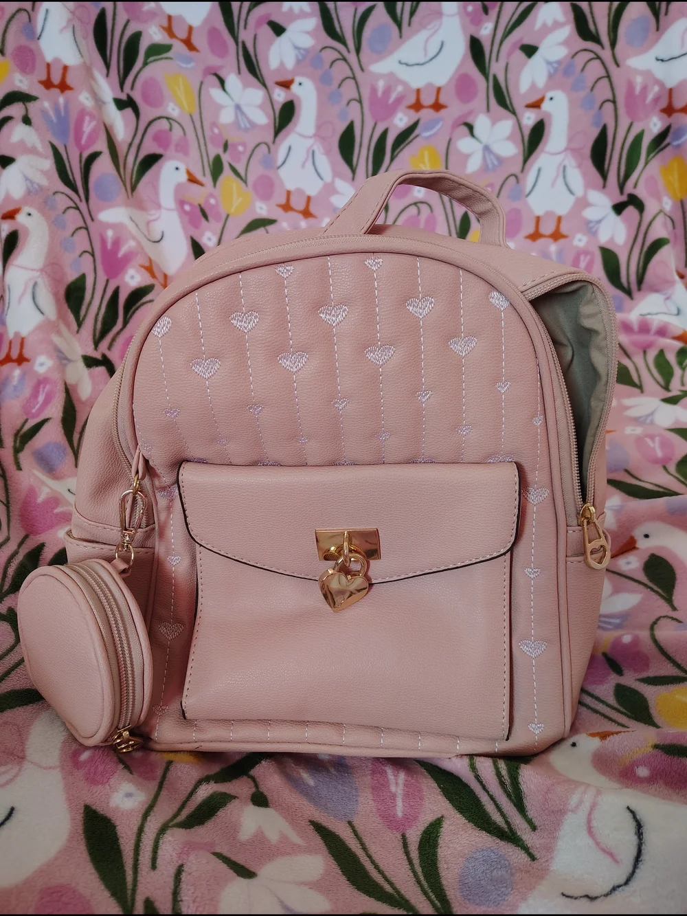 Pink Heart-Accent Mini Backpack